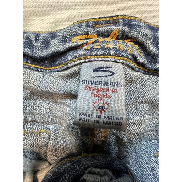 Silver Jeans Women's Santorini Capri Jeans Stretch Denim Size 30 Blue Faded Wash - Picture 3 of 10